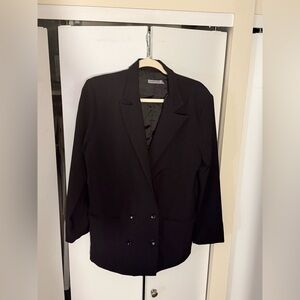 Vintage 2000s Carmar LF Black Double-Breasted Oversized Blazer